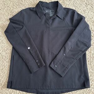 Figs Black Long Sleeve Polo